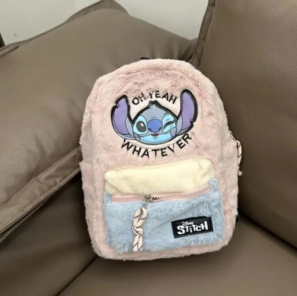 🍁Disney Stitch Plush Backpack With "Oh Yeah Whatever" Design